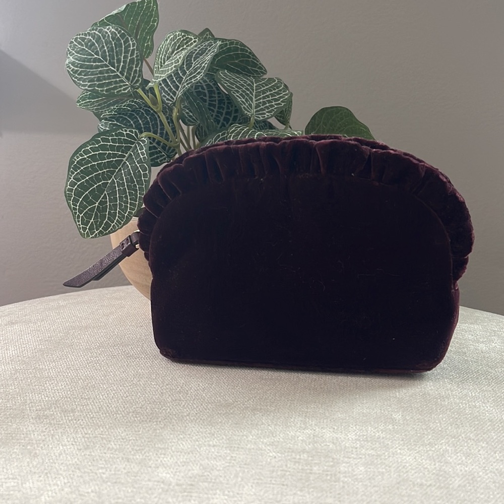 Kate Spade Velvet Burgundy Red Briar Lane Cosmetic Bag - Picture 3 of 4